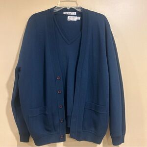 Vintage St Croix Knits Blue Cardigan Sweater Set